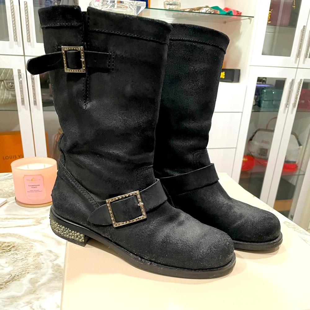 Jimmy Choo Crystal Heel Biker boots